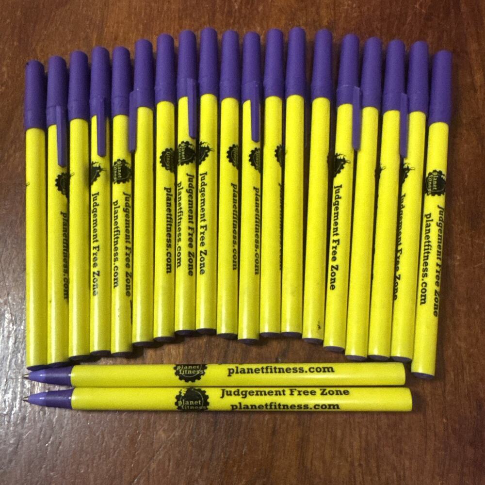 Planet Fitness Gym BIC Ballpoint Pens Lot Of 21 Purple Ink